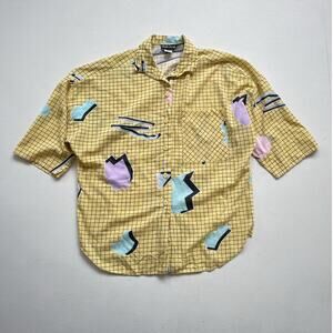 VTG 80s Memphis Design Patterned Button Up Shirt / Sz M / DUCK SOUP / Geometric